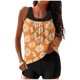 thumbnail image 2 of Trajes de baño Amzcrzy Tankini para mujer, trajes de baño, trajes de baño de dos piezas con control de abdomen, bikini para mujer, estampado conservador, espalda con tiras, color naranja, L, 2 of 5