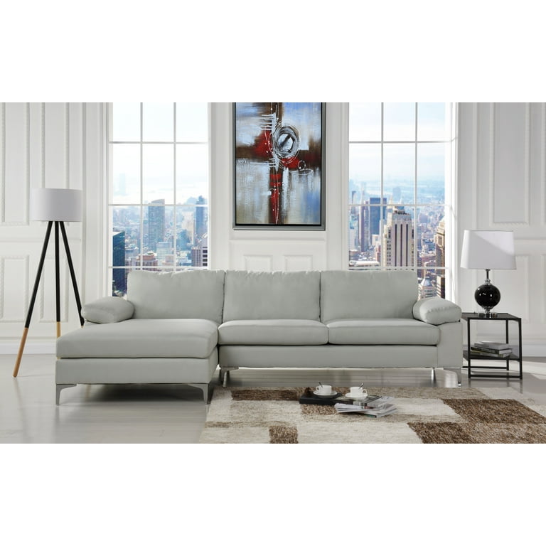 Sofamania modern large linen fabric sectional sofa extra wide chaise deals