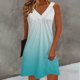 thumbnail image 2 of Vestido Largo de Manga Larga para las Mujeres Cuello en V Plisado Impresión sin Posicionamiento con Tela Elástica, Vestido Casual de Cintura Elástica para Uso Diario Y de Playa, 2 of 7