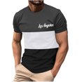 thumbnail image 1 of Mens Casual Pantalones Cortos Cuello Redondo Patchwork Impresión Suéter Blusa de Fitness, Camisetas para Hombre, 1 of 4