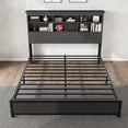 thumbnail image 7 of Bed Frame with Bookcase Headboard, Tall Wooden Bed Headboard Frame with Type-c & USB Charging Station, 7 of 7