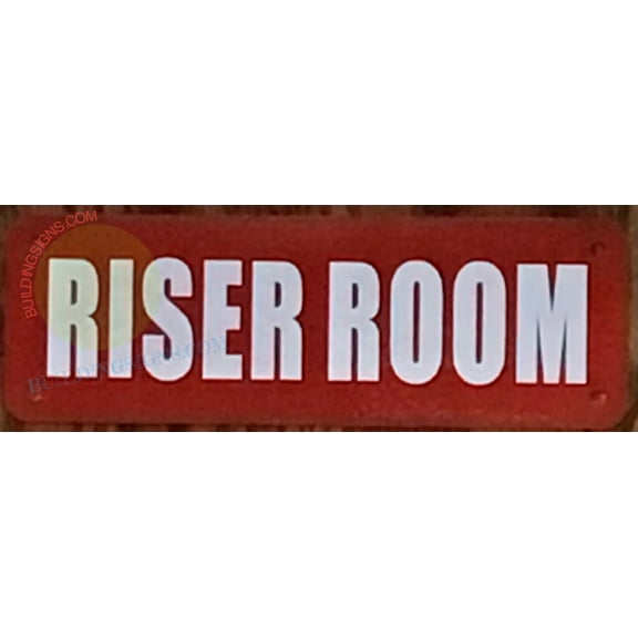 RISER ROOM SIGN (2X6,RED BACKGROUND,ALUMINUM) -ref16822