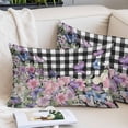 thumbnail image 2 of Spring Floral Throw Pillow Covers, Black White Checkered Farmhouse Butterfly Soft Breathable Pillow Cases with Invisible Zipper for Sleeping, Small Pillowcases for Couch Bed Sofa Chair 16x24 Inches, 2 of 9