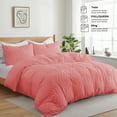 thumbnail image 4 of Peace Nest 3 Pieces Clipped Jacquard Geometric Tufted Duvet Covers & Pillow Sham Set ,Microfiber Soft Bedding Set with Zipper Closure 4 Ties, Wave Quilted, Light Pink, King Size, 4 of 5