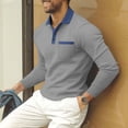 thumbnail image 4 of LIaqionyy Mens Golf Long Sleeve Shirt Classic Button Basic Solid Color Collared Fashion Casual Shirts with Pockets, 4 of 7