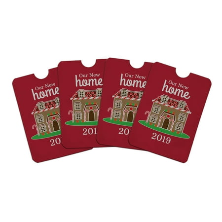 Our New Home 2019 Gingerbread House on Red Credit Card RFID Blocker Holder Protector Wallet Purse Sleeves Set of