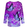 thumbnail image 5 of Pntutb moda mujer cuello redondo tres cuartos 3/4 manga camiseta otoño estampado blusa tops sudadera Pntutb Pntutb-3824, 5 of 5