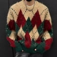 thumbnail image 4 of Zormilly Christmas Sweater Men Long Sleeve Crew Neck Cable Knit Sweaters Festival Holiday Oversized Fuzzy Pullover, S-3XL, 4 of 5