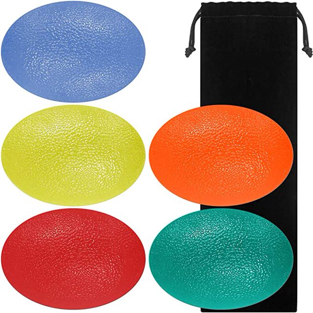 Bola antiestrés, mano en forma de huevo, bolas antiestrés para fortalecer el tratamiento de agarre de la mano, gran rehabilitación física, paquete de 5 bolas comprimibles Rojo Verde