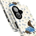thumbnail image 2 of Dachshund Dog Phone Case, Blue Floral Striped Pajamas iPhone Cover for iPhone 17 16 15 14 13 12 11 Pro Plus Mini, 2 of 6