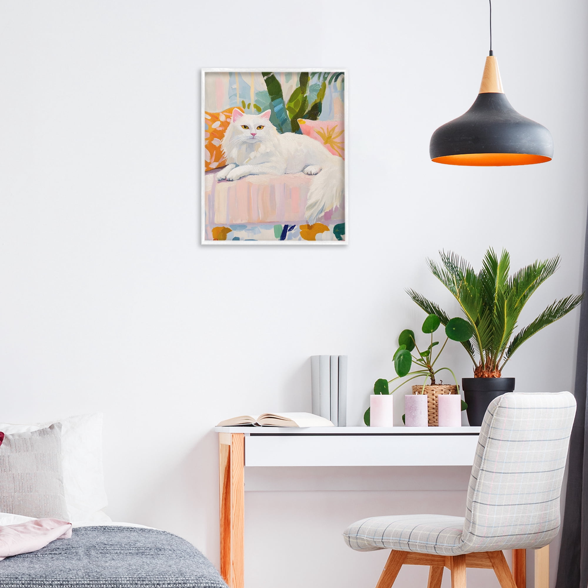 Stupell Industries Fancy Cat on Pastel Sofa White Framed Giclee Art, design by The Prints Vibe
