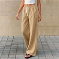 thumbnail image 4 of Lmnyox Kid's Sweatpants Wide Leg Solid Color Elastic Waist Drawstring Pants Open Bottom Trousers with Pockets, 4 of 8