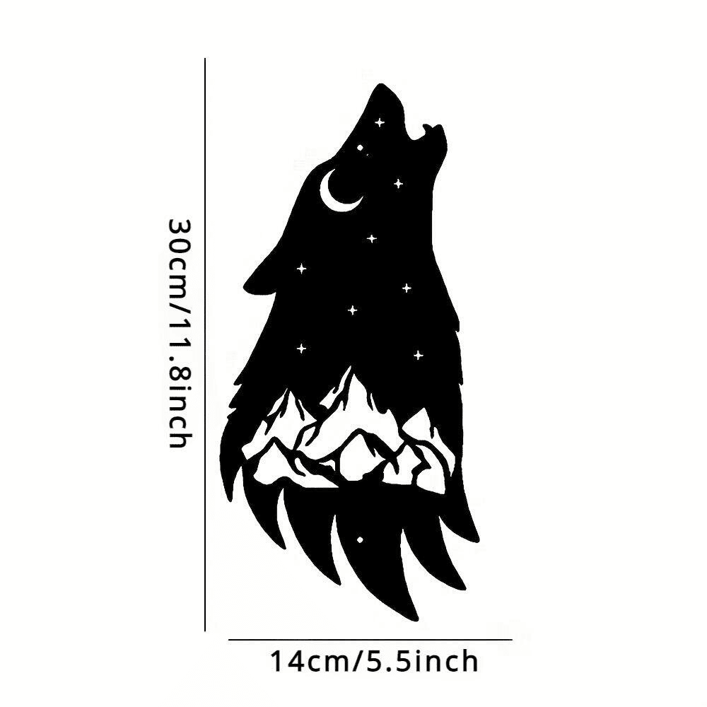 Gothic Howling Wolf Metal Wall Art Dark Academia Decor for Living Room Bedroom Office Gift