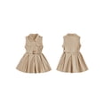 thumbnail image 2 of BemeyourBBs Toddler Baby Girl Safari Dress Kids Little Baby Girls Safari Outfit Lapel Sleeveless Front Pockets Button Down Pleated Dress with Belt Spring Summer Fall Clothes, 2 of 9