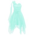 thumbnail image 3 of iiniim Kids One Shoulder 3D Applique Chiffon Prom Party Wedding Flower Girls High Low Dress Mint Green 10, 3 of 7