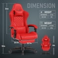 thumbnail image 4 of Gaming Chair for Adults, Ergonomic Office Computer Chairs with Pocket Spring Cushion, PU Breathable Materials Video Game Chair, Linkage Armrest and Footrest Game Chairs Red, 4 of 7