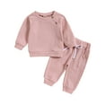 thumbnail image 1 of HBFAGFB Tenues Garçon Col Rond Confortable Manches Longues Chandail Décontracté Pantalon Quotidien Rose Taille 90, 1 of 4