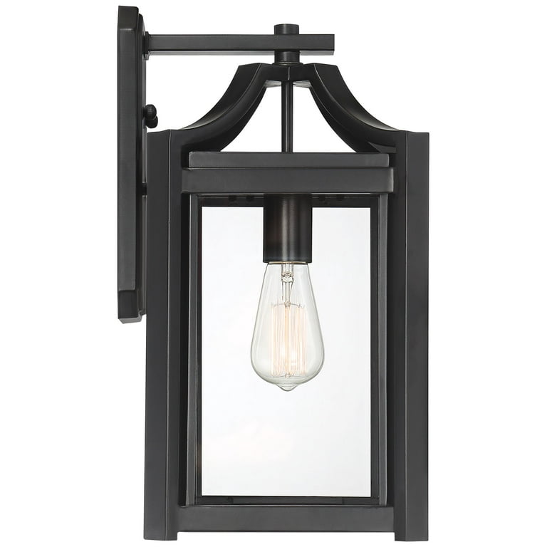 Franklin Iron Works Rustic Farmhouse Outdoor Wall Light Fixture Black 16 1/4 Clear Beveled Glass Exterior House Porch Patio Deck