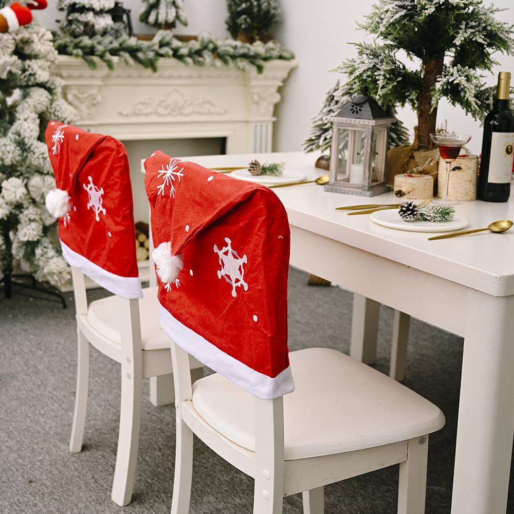 Christmas Chair Covers Decor Dining Seat Cover Santa Claus Home Party Decor 