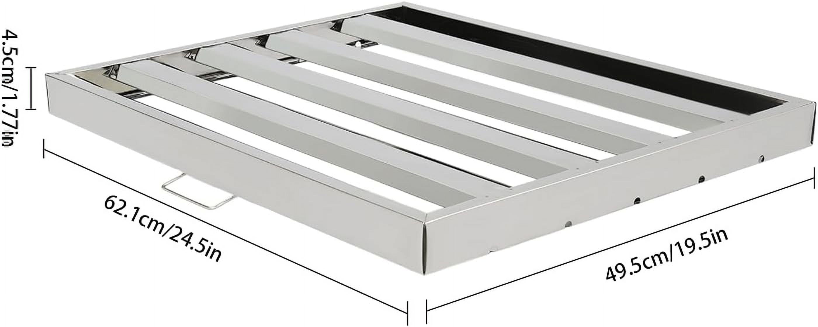 6 Pack Hood Filters 430 Stainless Steel 19.5W x 24.5H Inch, 4 Grooves Commercial Hood Filters, Kitchen Range Hood Filter for Restaurant Kitchen Exhaust Hoods, Square
