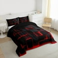 thumbnail image 3 of Feelyou Square Abstract Child Full Size Comforter Sets, Red Rectangle Bedding Sets, 3pcs, 3 of 8