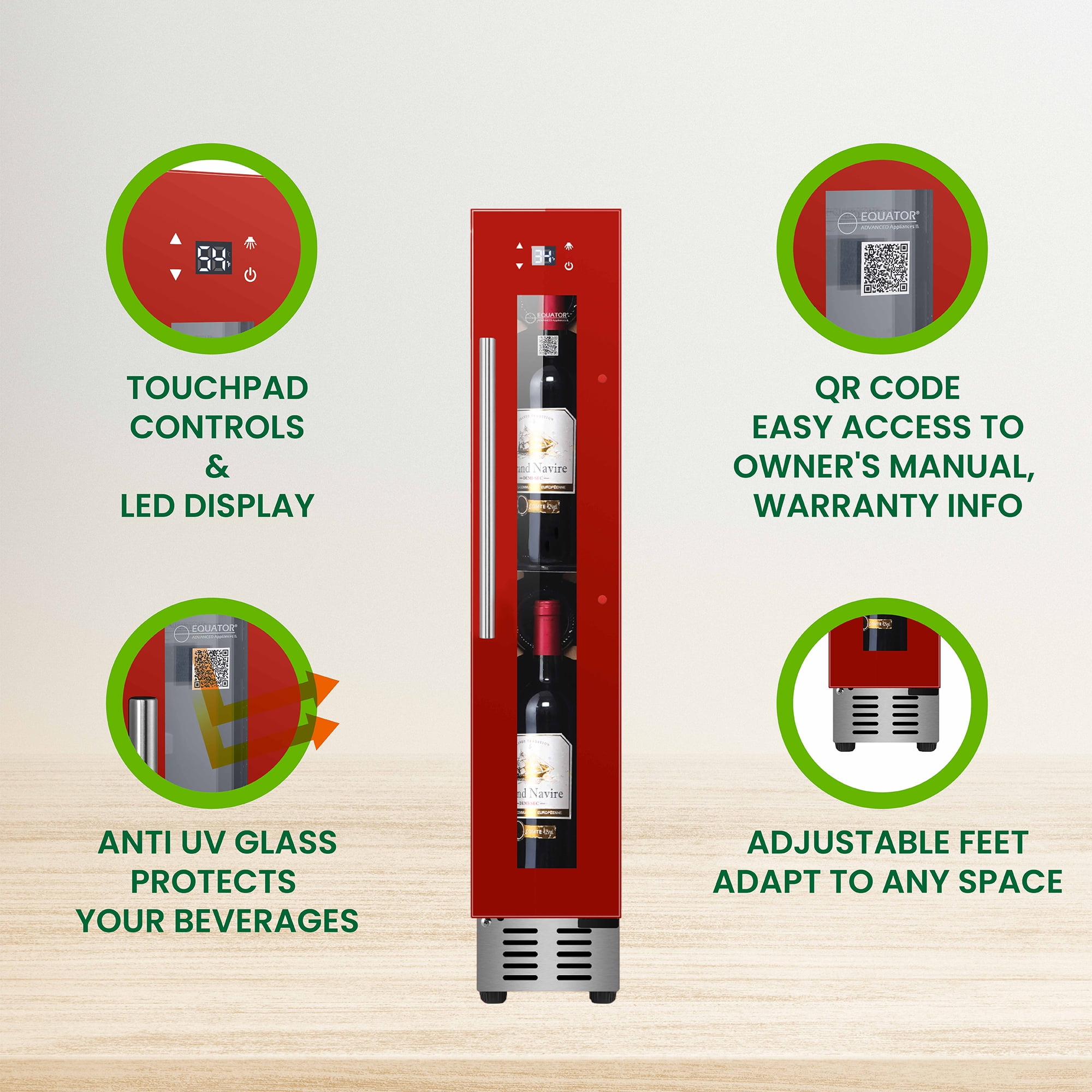 9 bottle Built-in/Freestanding Wine Ref with 7 color LED Lights