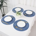 thumbnail image 6 of REGALWOVEN Farmhouse Placemats Set of 6 Woven Placemats for Dining Table Decor Indoor Outdoor Washable Kitchen Table Mat Wipe Clean Dark Blue 15x15in, 6 of 6