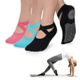 thumbnail image 2 of 5 Pair High Quality Non-Slip Pilates Socks for Women Breathable Bandage Yoga Socks Cotton Fitness Dance Barre Ballet Sports Socks (One Size,5 Pair Pink), 2 of 7