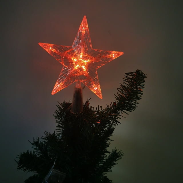 Christmas Tree Star with 10 LED Lights, Christmas Tree Topper, Light Up Christmas Tree Star, Christmas Tree Star, Christmas Tree Topper, for Christmas Tree Decoration (Red)