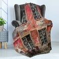 thumbnail image 4 of Urban Soft Flannel Fleece Throw Blanket, Medieval European Structure Nordic Old City Travel Landmark, Cozy Plush for Indoor and Outdoor Use, 60" x 80", Pale Orange Burgundy, by Ambesonne, 4 of 5