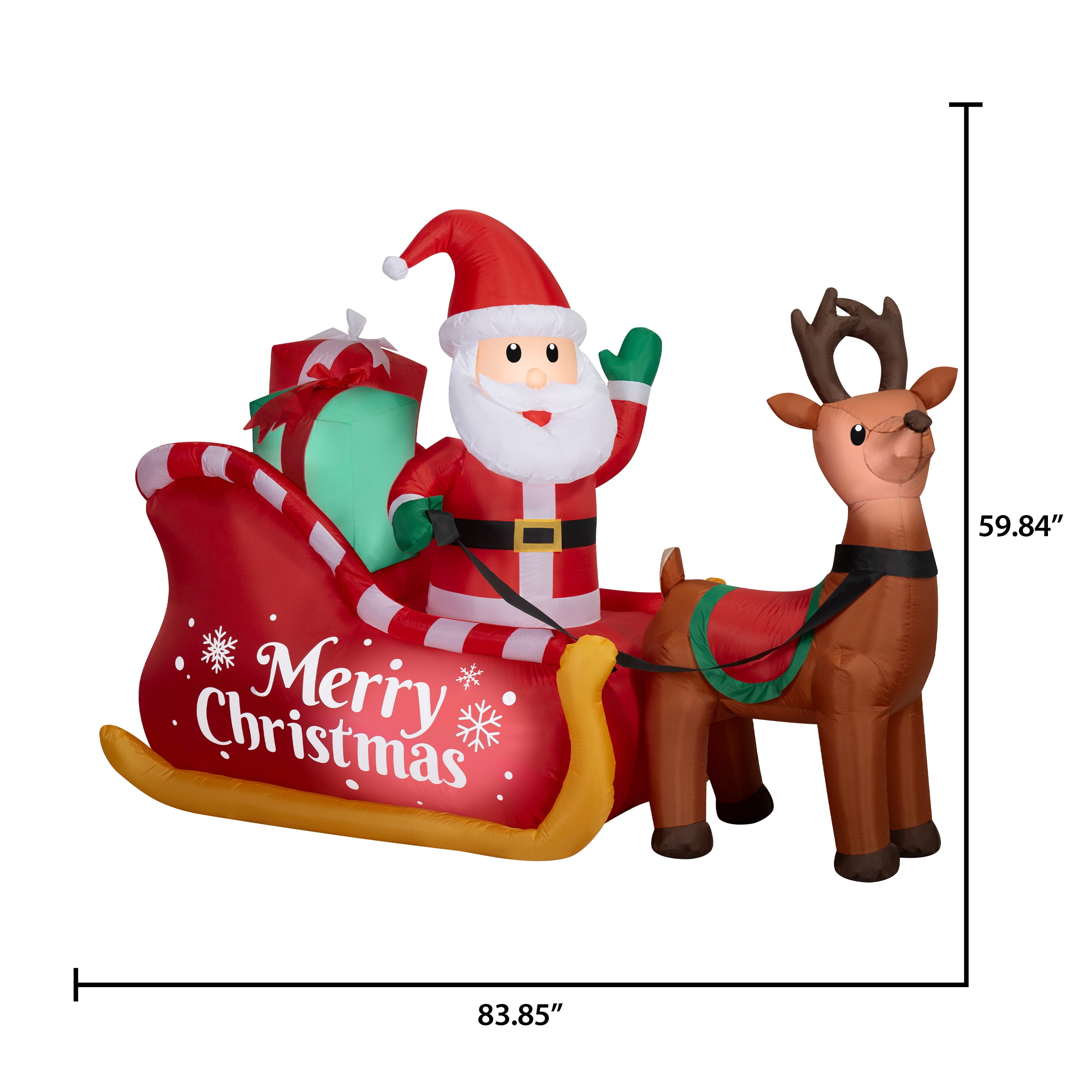 5 ft Santa’s Sleigh Christmas Airblown Yard Inflatable, Multicolor, by Holiday Time