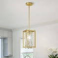 thumbnail image 2 of LMQNINE Modern Gold Crystal Pendant Light for Kitchen Island,Adjustable Square Chandelier for Dining Room,Bedroom,1-Light, 2 of 12