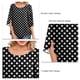 thumbnail image 4 of Camiseta de Mujer Media Manga Dividida Capas Dobles Tipo Suelto Top de Verano para El Trabajo Uso Diario Estampado de Puntos Negro XXL Ticfox, 4 of 6