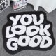 thumbnail image 1 of You Look Good - Alfombra de baño negra divertida y linda alfombra de baño antideslizante de microfibra de felpa pequeña y fresca alfombra de ducha lavable y absorbente, 1 of 4