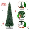 Costway 7Ft PVC Artificial Pencil Christmas Tree Slim Stand Green