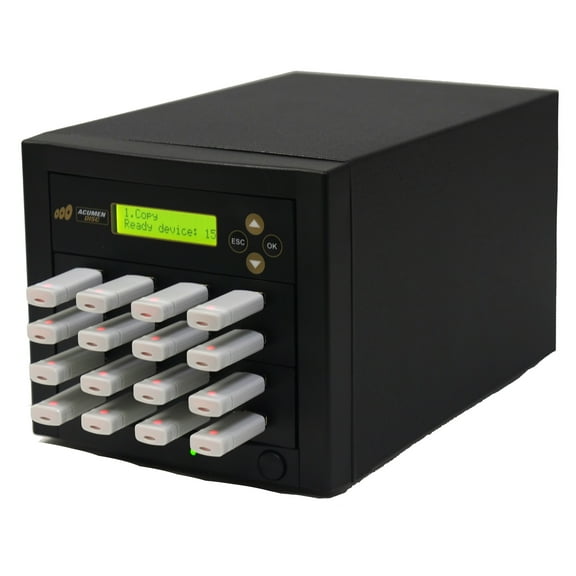 Acumen Disc 1 to 15 USB Drive Duplicator - Multiple Flash Memory Copier / SSD / External Hard Drive Clone (Up to 35mbps) & Sanitizer (DoD Compliant)