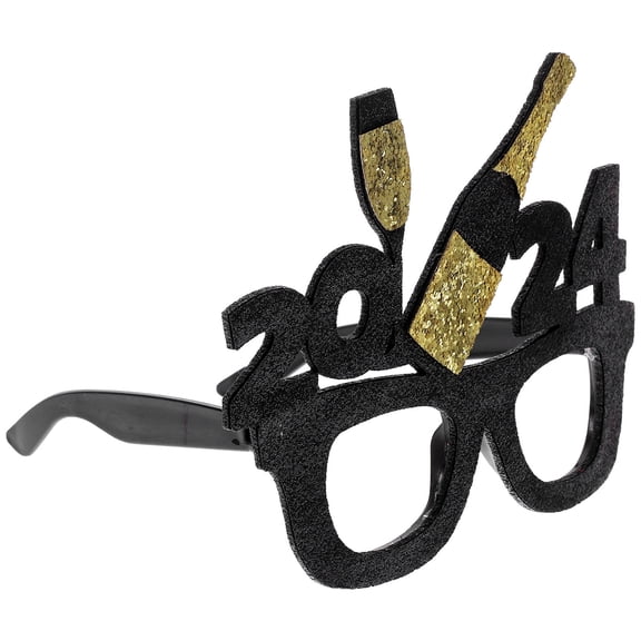 UNOMOR Black New Year Party Eyeglasses for 2024 Celebration Photo Props Made of Nonwoven Fabrics Plastic Lightweight