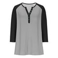 thumbnail image 3 of Kovlvoll 3/4 Sleeve Tops for Women Button V Neck T-Shirt Summer Comfy Loose Casual Fashion Tunic Top Blouses, 3 of 7