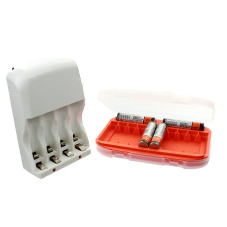 - 4 Slot Smart Charger Combo Includes 12pc AAA NiMH Batteries and 1 Case