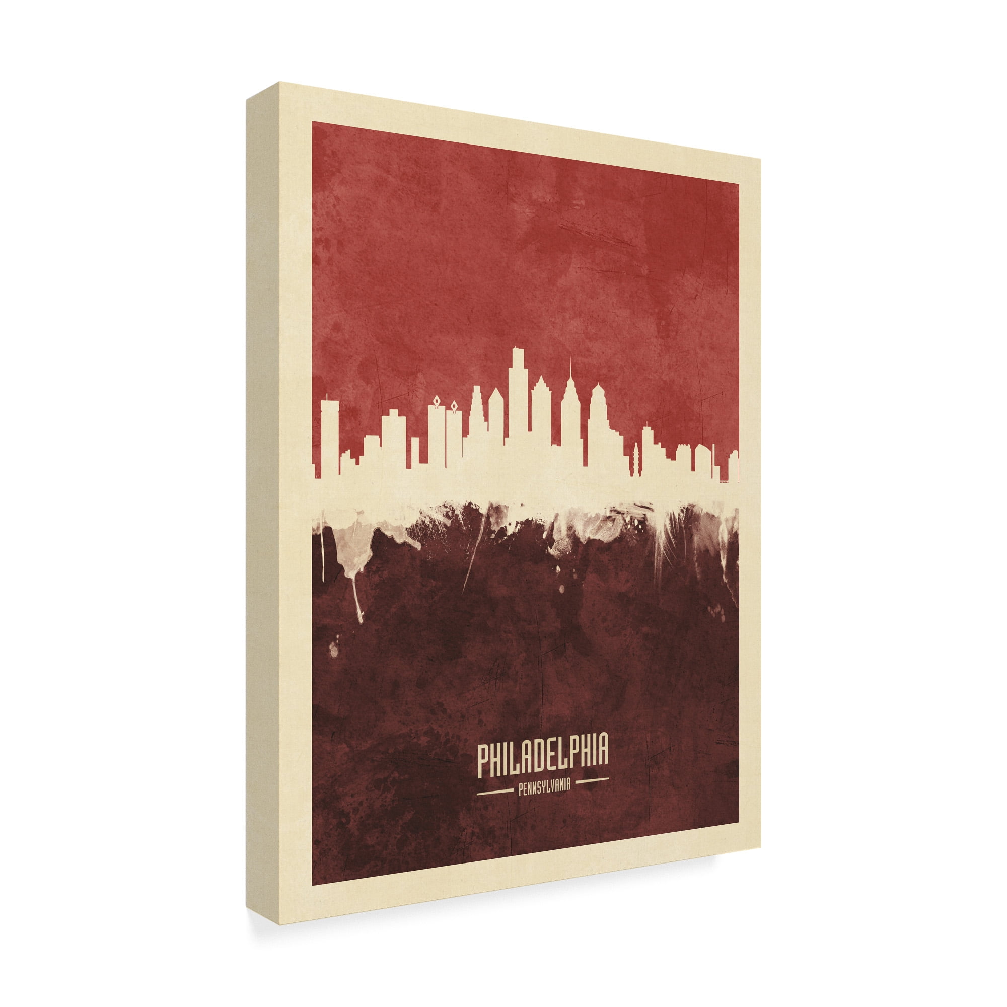 Trademark Fine Art 'Philadelphia Pennsylvania Skyline Red II' Canvas Art by Michael Tompsett