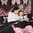 thumbnail image 4 of meiyoeat Leopard Print A Initial Full Size Comforter Sets for Girls Kids, Bow Monogram Bedding Comforter Set, Pink Black, Black Reversible, 3pcs, 1 Comforter and 2 Pillowcases, 4 of 6