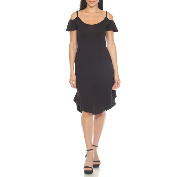 White Mark Casual Scoop Neck Flutter Sleeve Knee Length Dress, Women's, S-XL