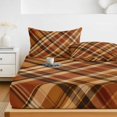 thumbnail image 6 of Twin Sze Fitted Sheet Set - Orange Buffalo Plaid 2 Piece Bedding Sets 16" Deep Pocket Fitted Sheet with 1 Pillowcase, Fall Thanksgiving Checkered Brushed Microfiber Hotel Luxury Bed Sheets, 6 of 9