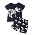 thumbnail image 1 of Enfants Garçons T-Shirt à Imprimé Dinosaure Dessin Animé Hauts + Shorts Pyjama Ensemble Tenue, 1 of 9