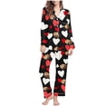 thumbnail image 2 of Puntoco Conjunto de pijama cómodo para mujer, conjunto de pijama informal de manga larga con estampado a la moda para mujer, 2 of 5