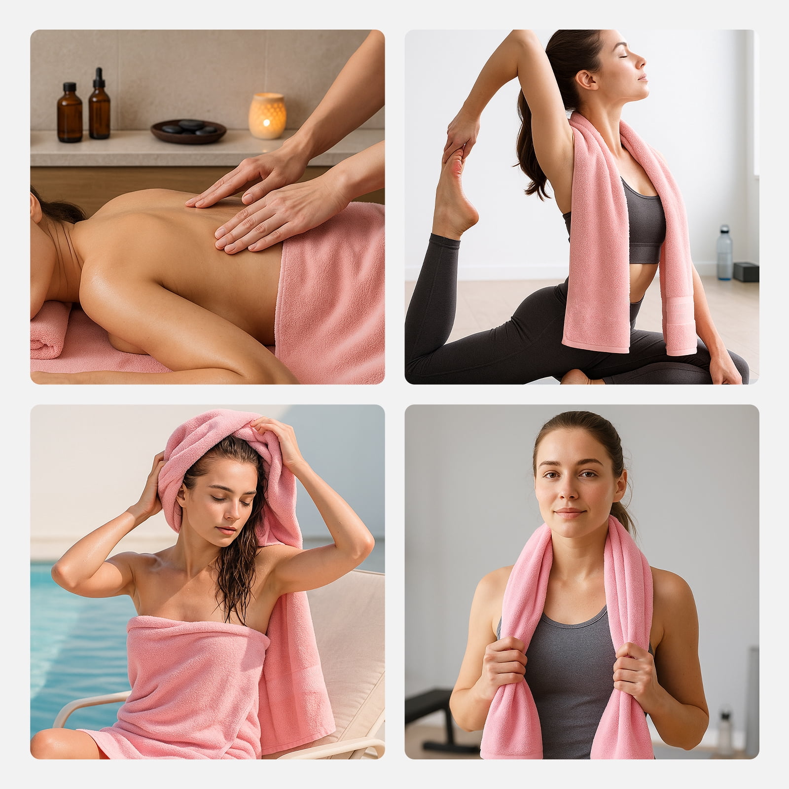 REDKISS 8-Piece 100% Cotton Towel Set, 600GSM Luxury Pink Bath Towels. Quick Dry Hand Towels & Washcloths
