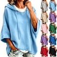 thumbnail image 2 of HongQid Womens Hoodie Drawstring Hood Short Batwing Sleeve Cropped Oversized Spring Fall Long Sleeve Ladies Trendy Casual Outfit Clothing Pullover Sweatshirt, 2 of 10
