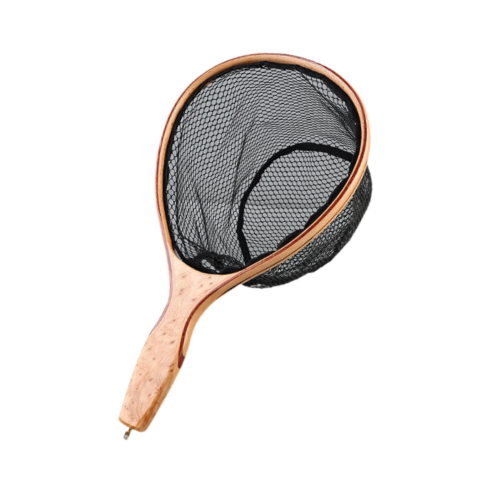 MAGIDEAL Fishing Landing Net Fish Catching Net Gift Portable Adults Supplies Wood Handle Fishing Mesh Net for Outdoor Kayak Freshwater