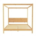 thumbnail image 4 of Walker Edison Wood King Size Canopy Bed with Slatted Headboard in Natural, 4 of 10