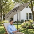 thumbnail image 6 of 9FT Outdoor Patio Umbrella Beige with Crank Lift and Tilt 8 Ribs UV Resistant Water Repellent Market Umbrella for Garden Deck Pool Backyard, 6 of 7